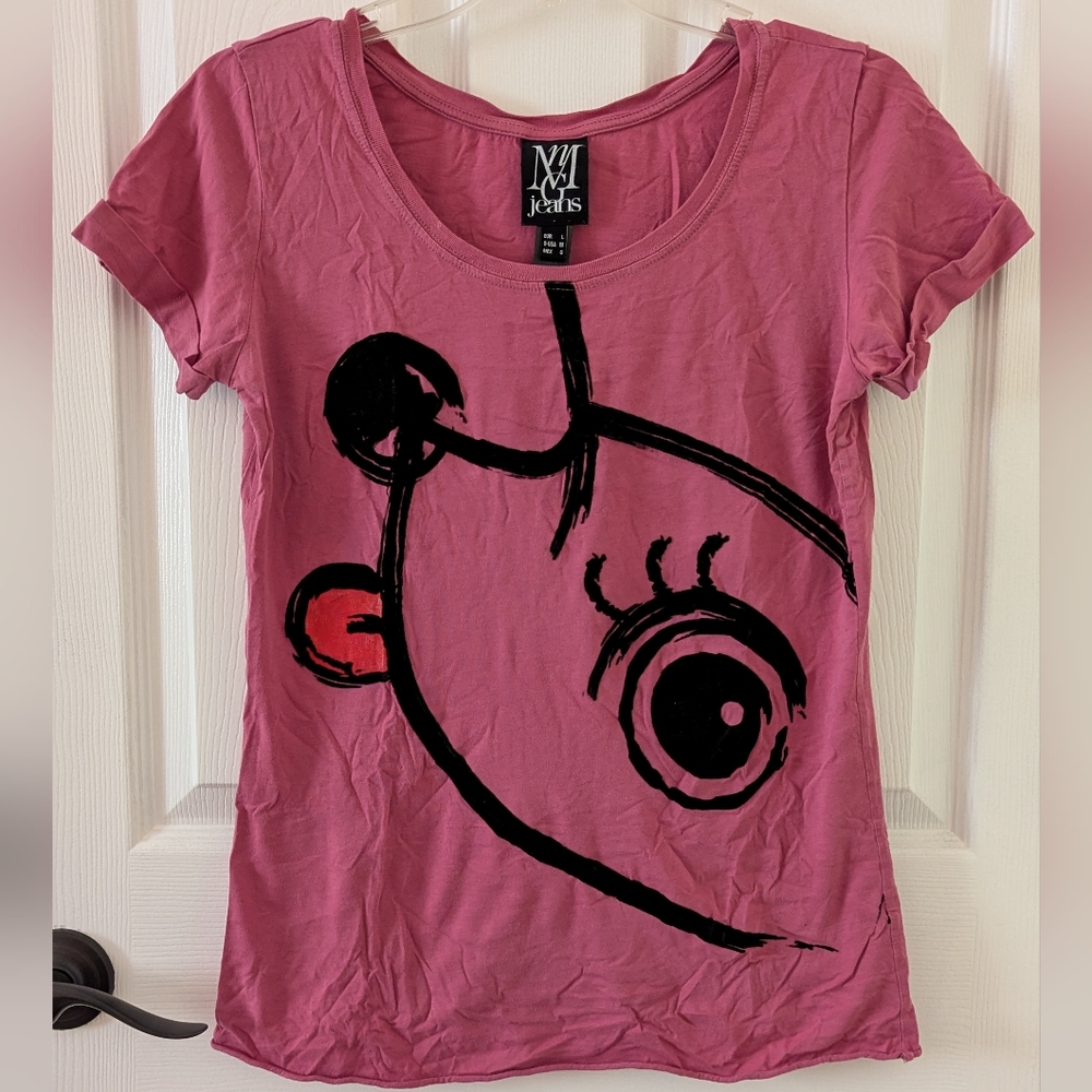 MANGO Pink Graphic T-Shirt